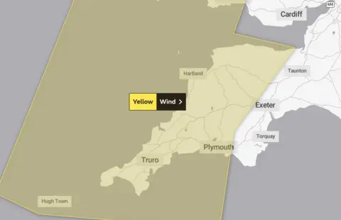 Met Office Map of warning