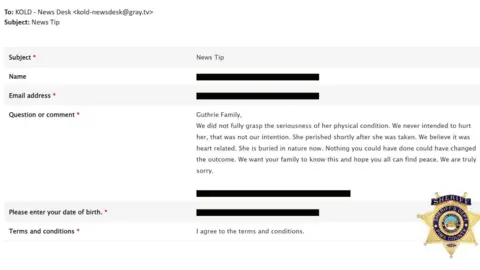 Pima County Sheriff's Department Screenshot of ransom note