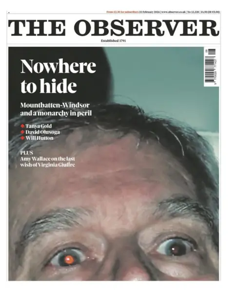 "Nowhere to hide" reads the headline on the front page of the Observer.
