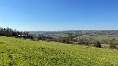 A sunny view of the English countryside in spring