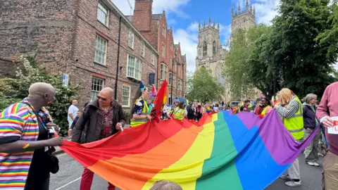 Pride parade at York Minster 