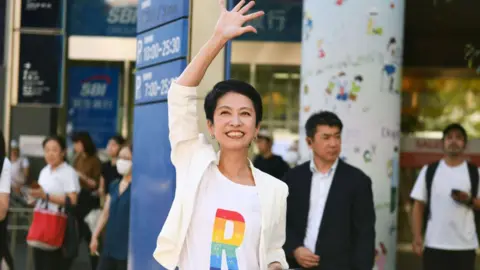 Getty Images Renho waving on the campaign trail