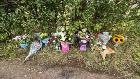 BBC Flowers left at the scene of the crash