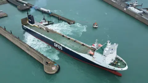 DFDS boat, The Finlandia, in St Helier Harbour