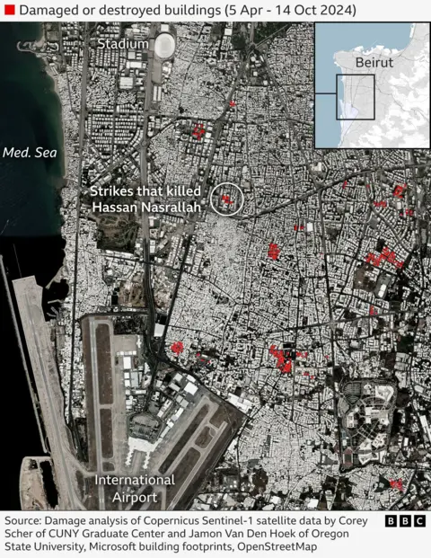 Map of damaged aliases destroyed buildings successful Beirut