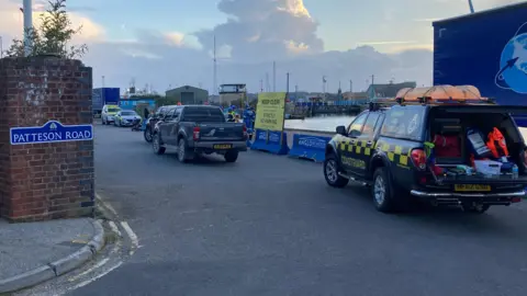 Emergency vehicles arrive at Ipswich Waterfront