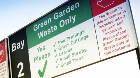 A sign for a green waste recycling bay