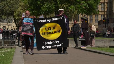 Ex miners march on Parliament in a row over pensions