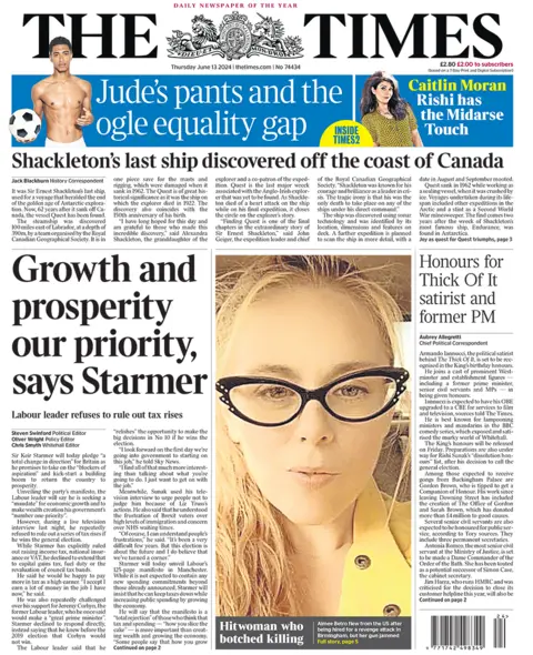 Times headline: "Growth and prosperity our priority, says Starmer