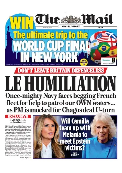 The headline on the front page of the The Mail reads: "Le Humiliation."