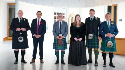 PA Media From left to right: First Minister and SNP leader John Swinney, Scottish Labour leader Anas Sarwar, Reform UK Scotland leader Malcolm Offord, Scottish Green Party co-leader Gillian Mackay, Scottish Conservatives leader Russell Findlay and Scottish Liberal Democrat leader Alex Cole-Hamilton