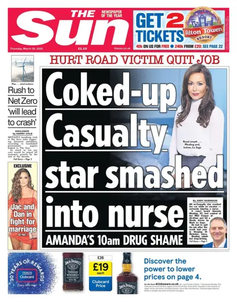 Front page of the Sun for Thursday 20 March 2025.