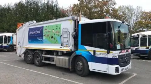 Fareham Borough Council A Fareham rubbish collection lorry parked at the depot.