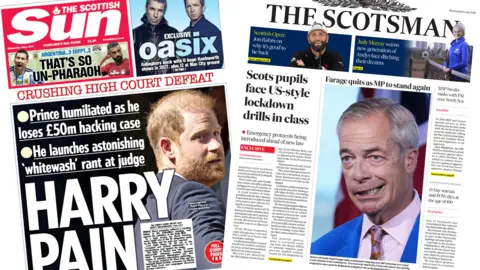 The front page of the Scottish Sun and the Scotsman