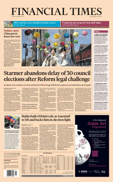 "Starmer abandons delay of 30 council elections after Reform legal challenge."