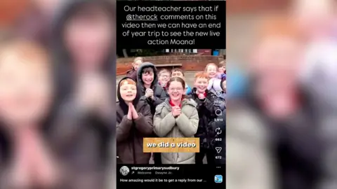 Instagram/@therock A screenshot of St Gregory Primary's instagram video. 