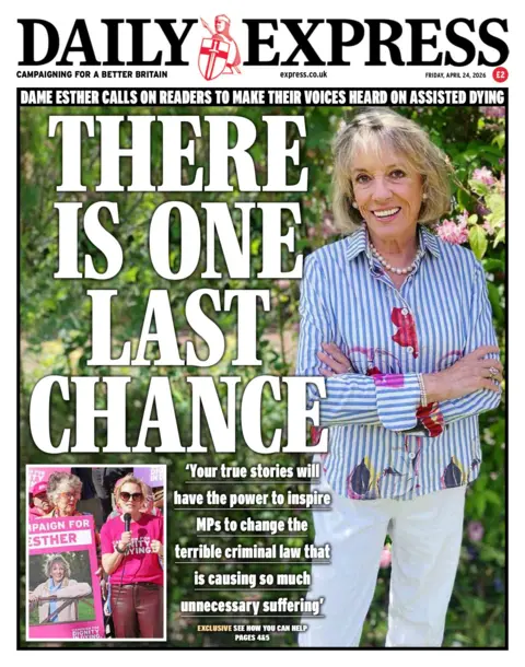 "There is one last change" reads the headline on the front page of the Daily Express.