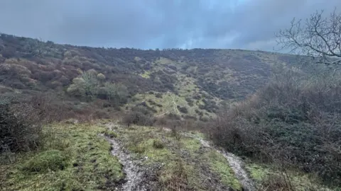 Hampshire Fire and Rescue Chalky, wet and slippery terrain at Butser Hill in Hampshire 