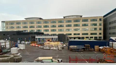 BBC Image of construction site at Great Western Hospital in Swindon