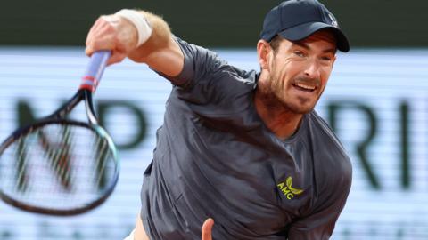 Andy Murray hitting a tennis ball