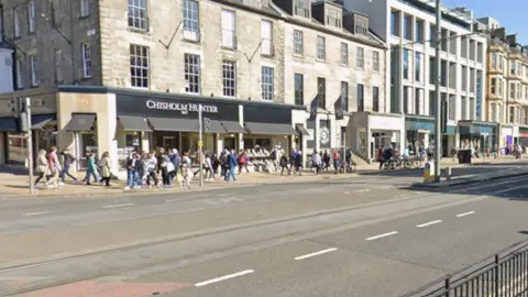 A general view of Princes Street at the junction of Frederick Street in the sunshine