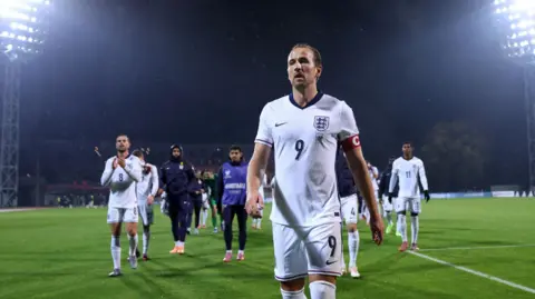 Getty Images Harry Kane of England leads players from the pitch in the FIFA World Cup 2026 qualifier match between Latvia and England at Daugava Stadium in October 2025 in Riga, Latvia.