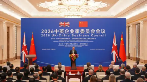PA Media Prime Minister Sir Keir Starmer speaking during the 2026 UK-China Business Council at the Great Hall of the People in Beijing, during his visit to China