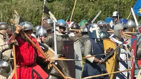 Mick Hurst Re-enactors dressed as knights at Evesham