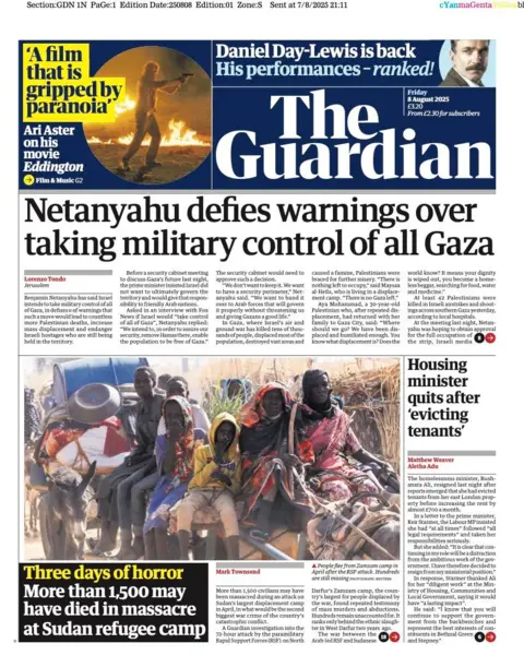  “Netanyahu defies warnings over taking military control of all Gaza”