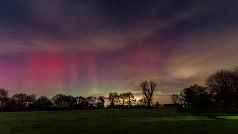 Northern lights over Great Ellingham in Norfolk