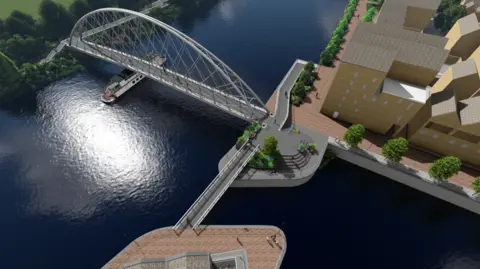 Nottingham City Council An artist's impression of the new pedestrian and cycle bridge