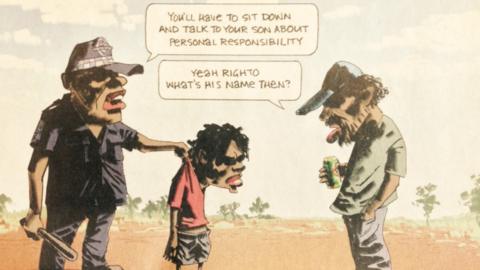 Indigenous dads respond to 'racist' cartoon in Australia - BBC News