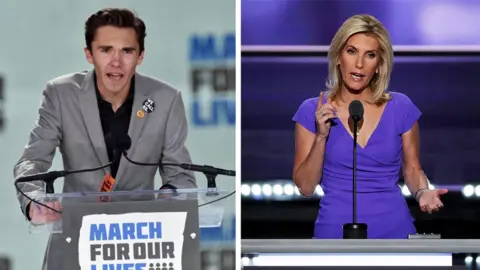 Getty Images David Hogg (left) and Laura Ingraham