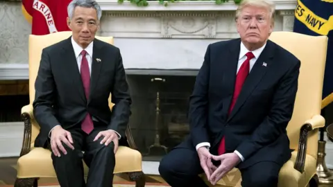 Getty Images President Donald Trump with Prime Minister Lee Hsien Loong of Singapore at the White House October 23, 2017