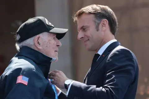Getty Images President Macron awards the legion d'honneur to US veterans 