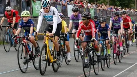 Getty Images Geraint Thomas returned to Maindy Stadium in 2018 to promote the Tour of Britain