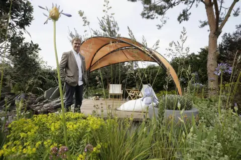 PA Joe Perkins, landscape architect of The Facebook Garden at Chelsea Flower Show