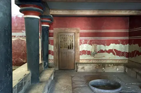 Getty Images Partially reconstructed palace room at Knossos, Crete