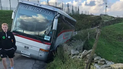 Grimsby Borough FC Bus by ravine