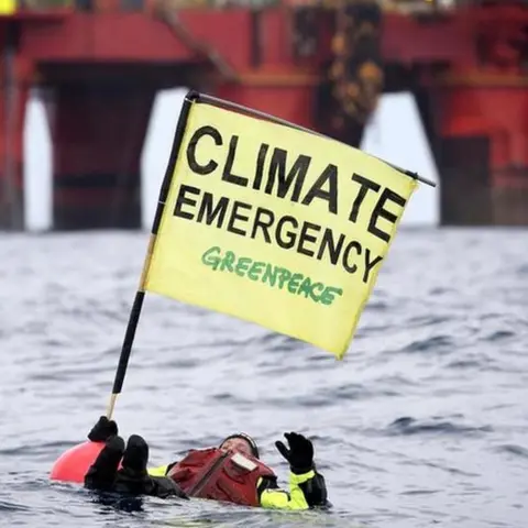Greenpeace Protest swimmer