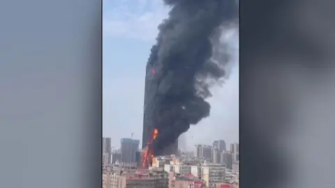 Skyscraper on fire