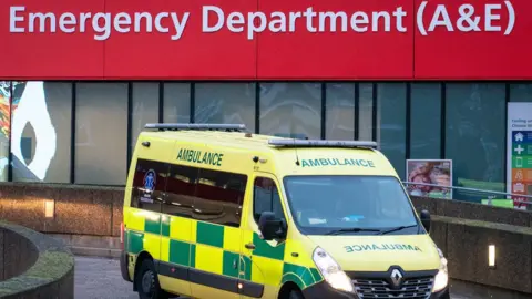 PA Media Ambulance outside A&E