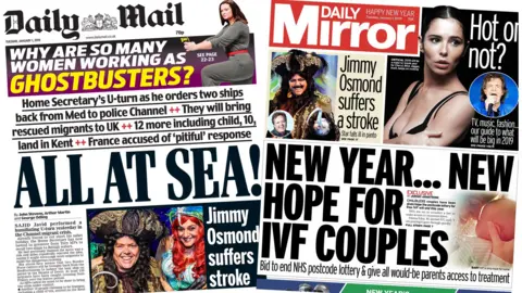 Daily Mail and the Mirror front pages