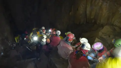 Mid and South Wales Cave Rescue Team Cavers in Ogof Ffynnon Ddu cave system