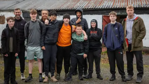 South Shore Kyle Hogg, Freddie Flintoff with the Manchester boys. Presley is in the middle of the group of 11