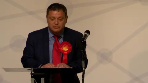 Mike Amesbury giving a speech after winning the seat of Weaver Vale at the 2017 election