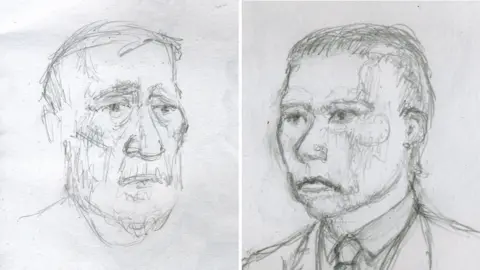 Nick Lewis Pencil sketches of the two defendants
