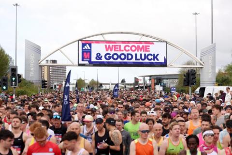 Runners prepare to take on the 2024 Manchester Marathon