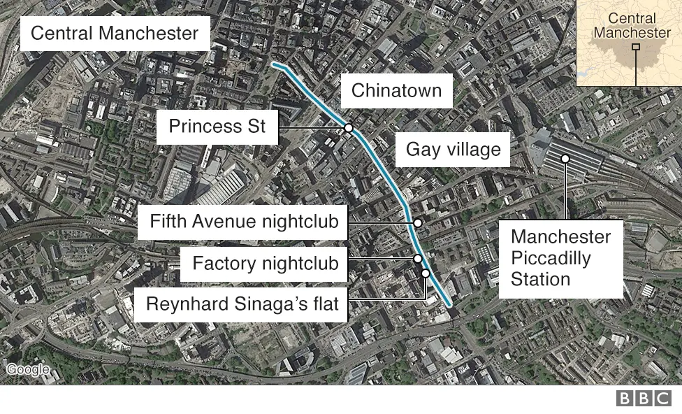 Map of central Manchester