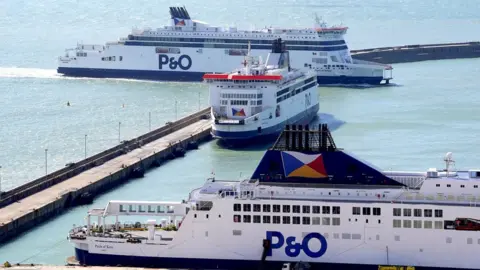 PA Media A P&O ferry seen arriving into the Port of Dover